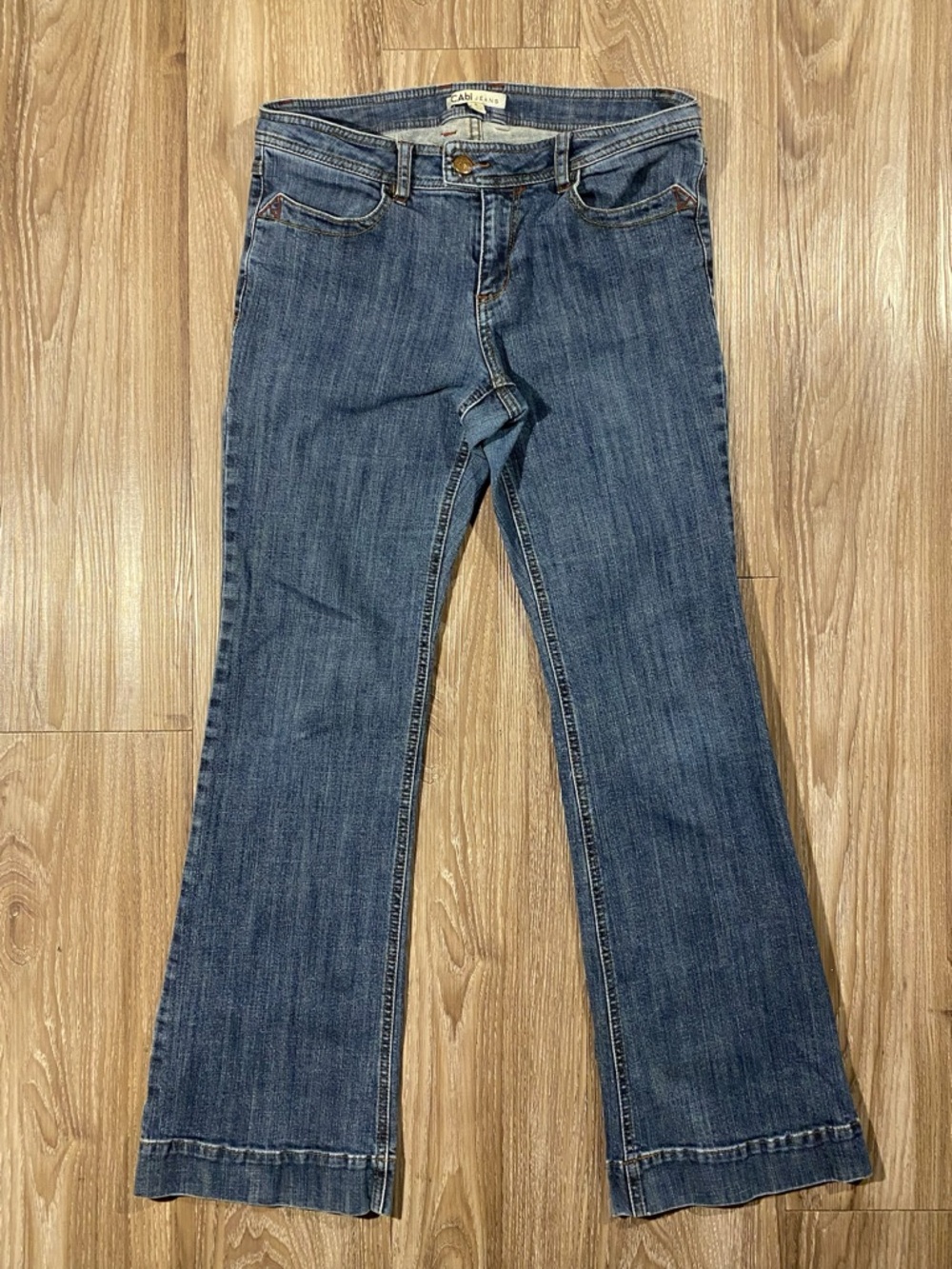 CAbi Women's Blue Flare Jeans Size 6 Low Rise
